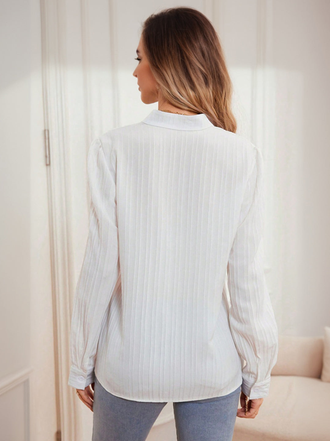 Women's Knitted White Full Sleeves Casual Top