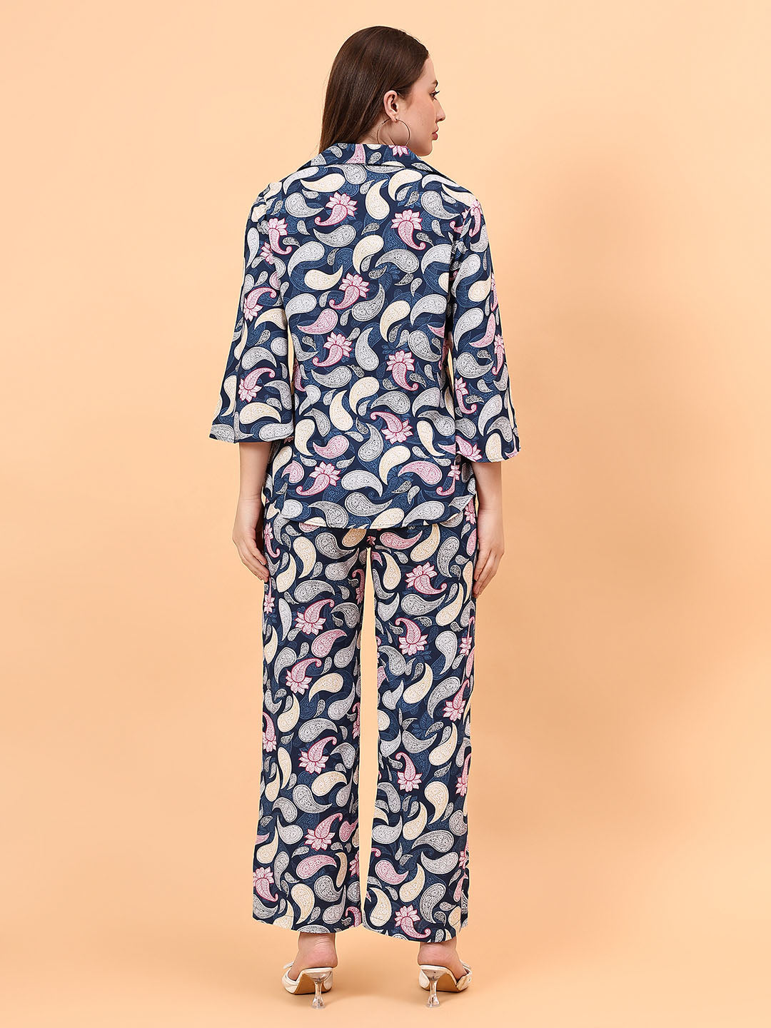 Women's Paisley Printed Shirt with Pants Co-Ord Set