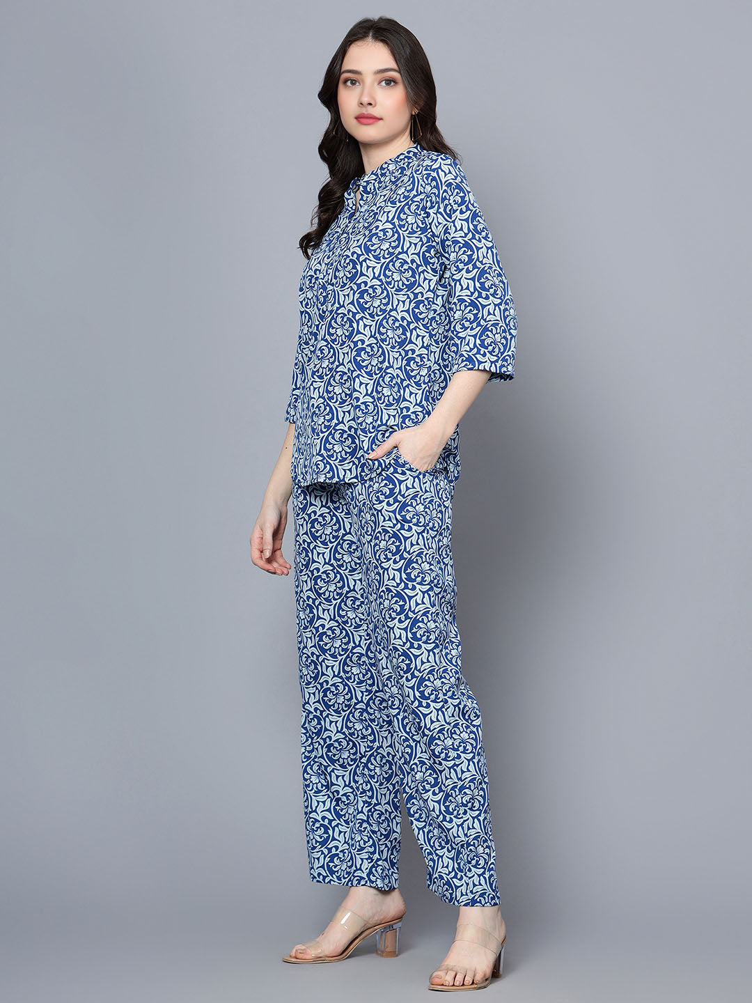 Women's Abstract Print Top with Pants Co-Ord Set