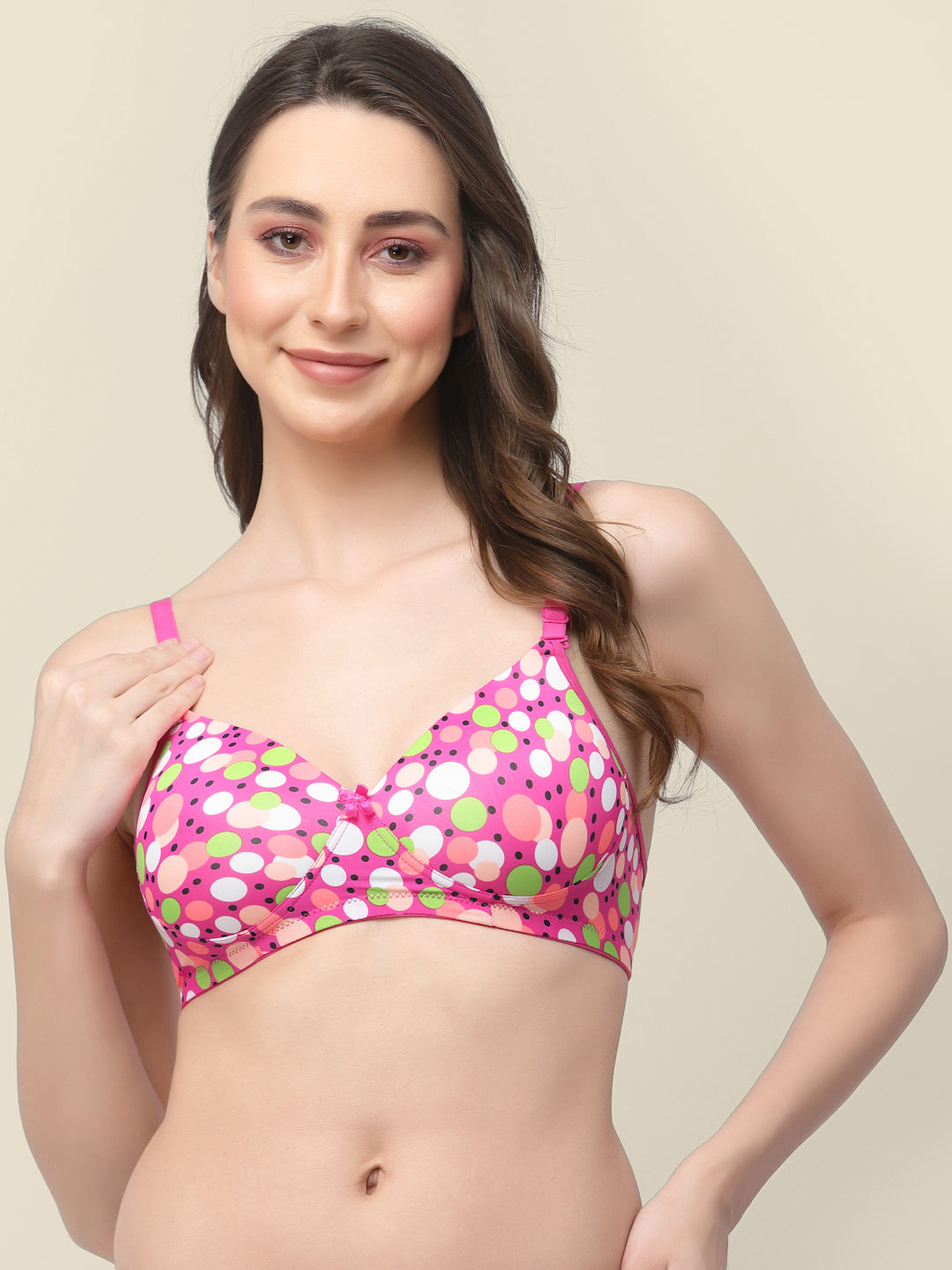 Women's Pink Lightly Padded Printed Bra