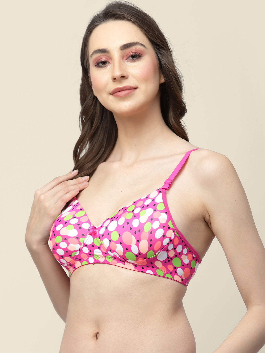 Women's Pink Lightly Padded Printed Bra