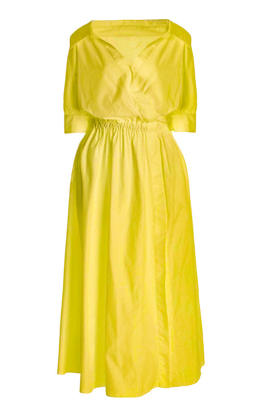 Women's Yellow Anti Fit Statement Neckline Dress