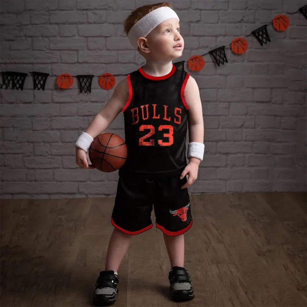 Boys Black Sleeveless Basketball Two Piece Set Sets   
