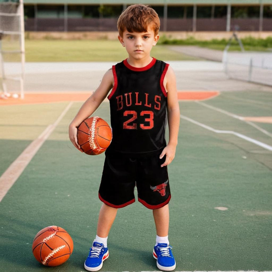 Boys Black Sleeveless Basketball Two Piece Set Sets Black 1-2 Y 