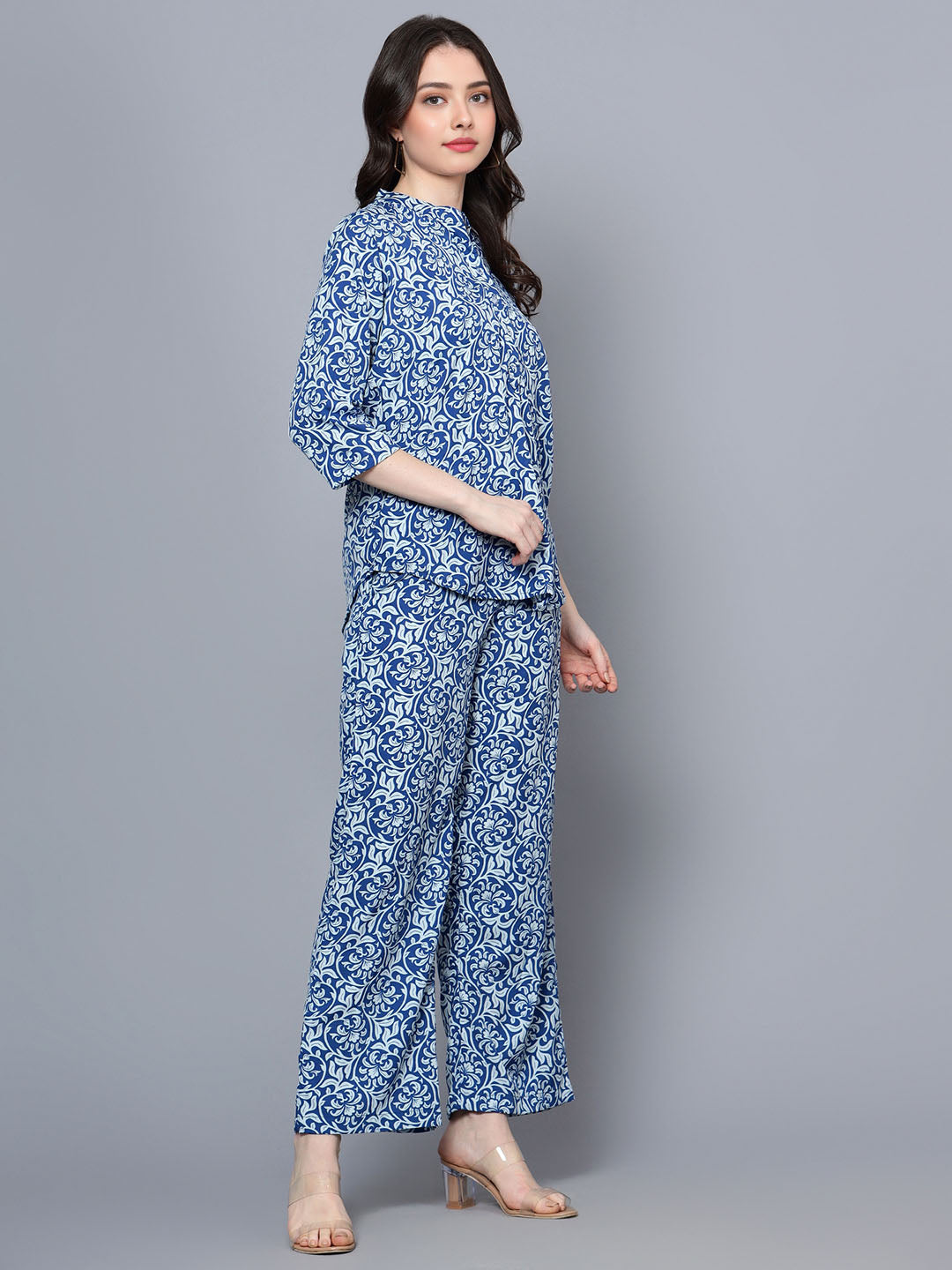 Women's Abstract Print Top with Pants Co-Ord Set