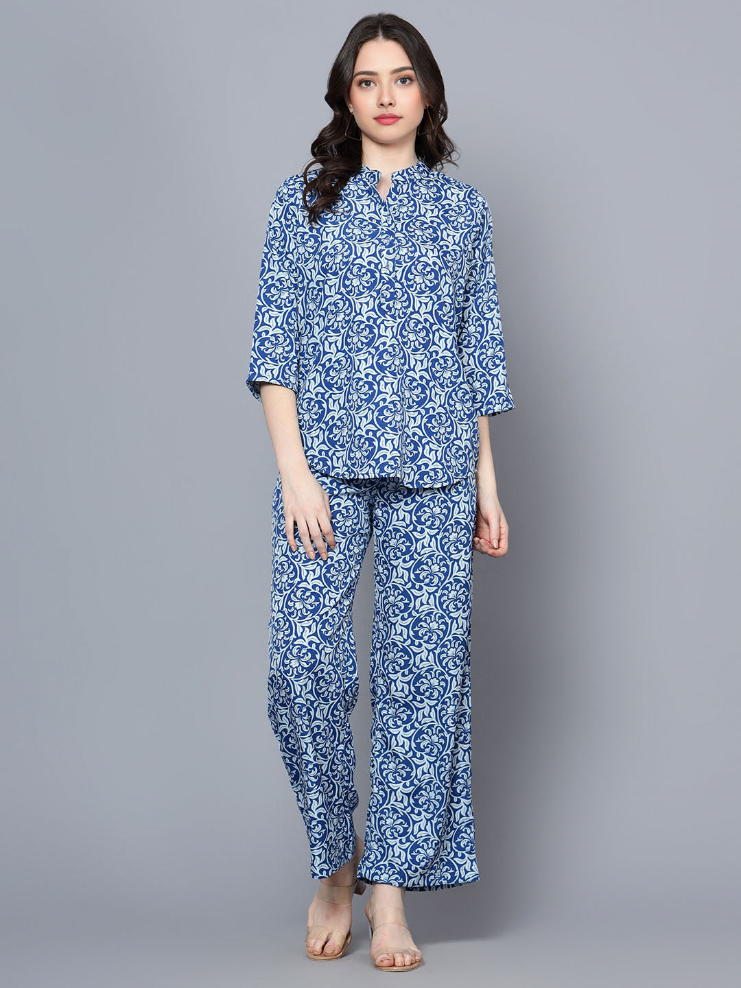 Women's Abstract Print Top with Pants Co-Ord Set
