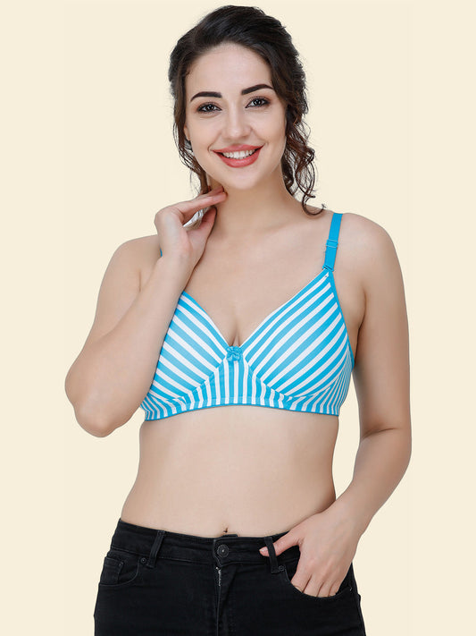 Women's Sky Blue Printed Padded Bra
