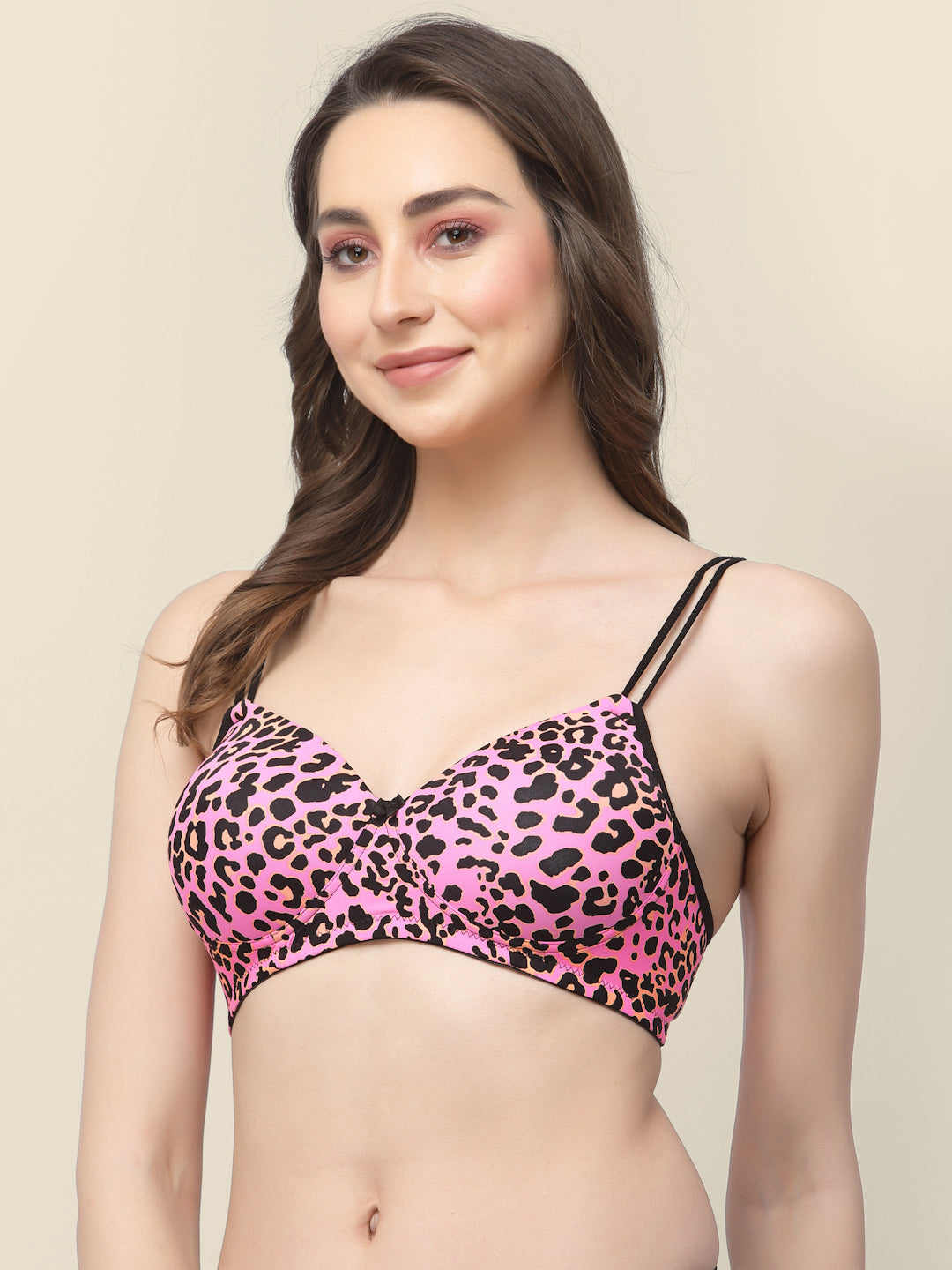 Women's Pink Lightly Padded Printed Bra