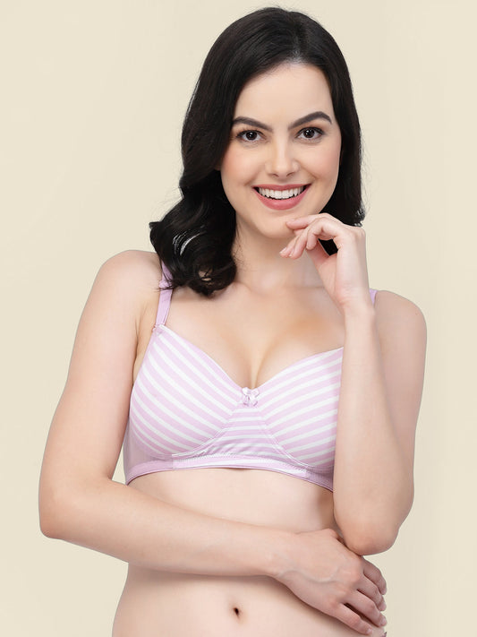 Women's White Printed Lightly Padded Bra