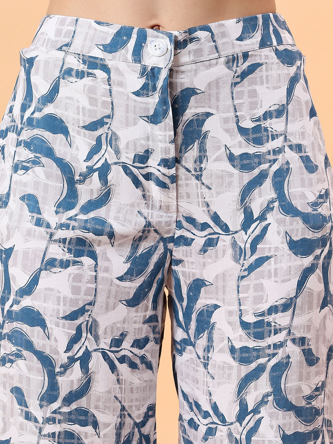 Women's Leaf Printed Shirt with Pants Co-Ord Set